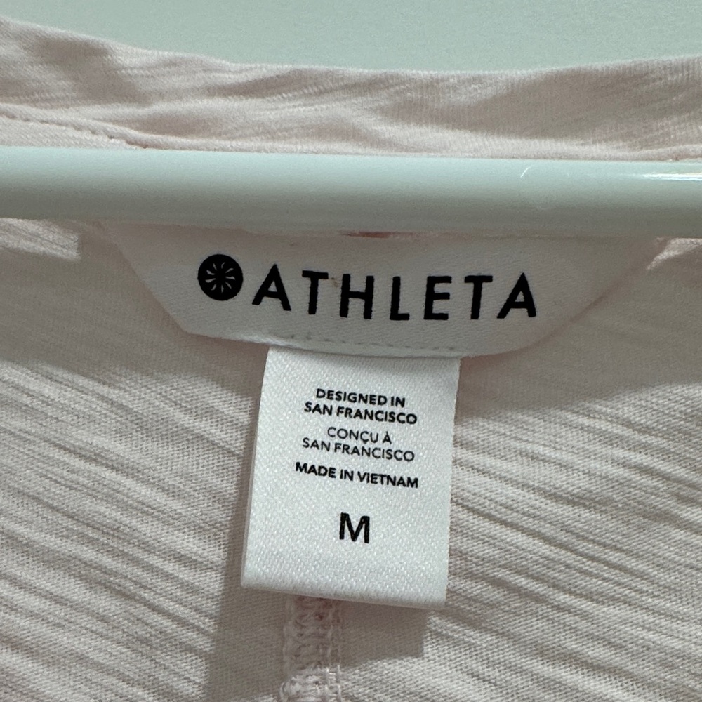 Athleta Soft Pink V-Neck Short Sleeve Cropped Tee - Picture 2 of 4